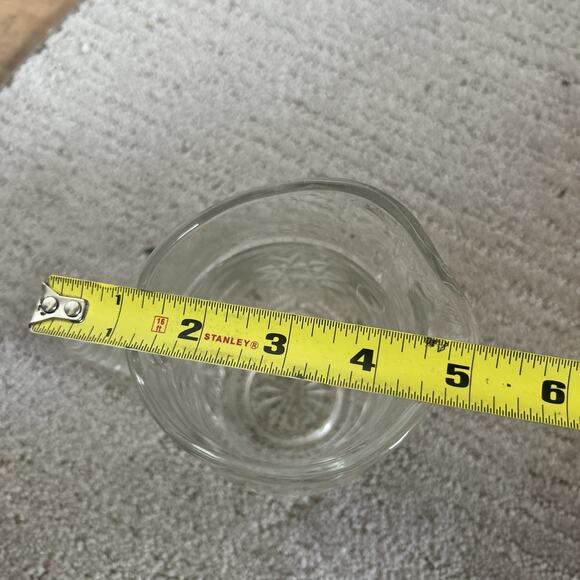 Vintage Anchor Hocking Star of David Small Pitcher Clear Heavy Glass Drink ware - Picture 8 of 8